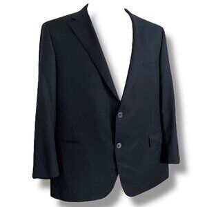 Carroll & Co by Samuelsohn 46R Blazer Navy Blue Birdseye Wool Two Button